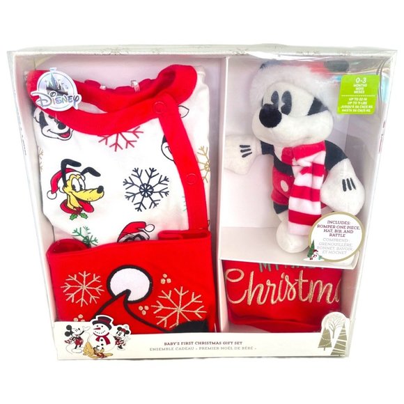 Disney Store Mickey Mouse and Friends My First Christmas Baby Gift Set 0-3M - Picture 2 of 11